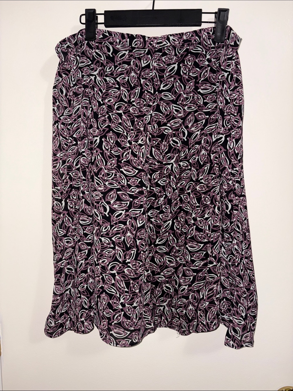 George Purple Leaf-Print A-Line Skirt